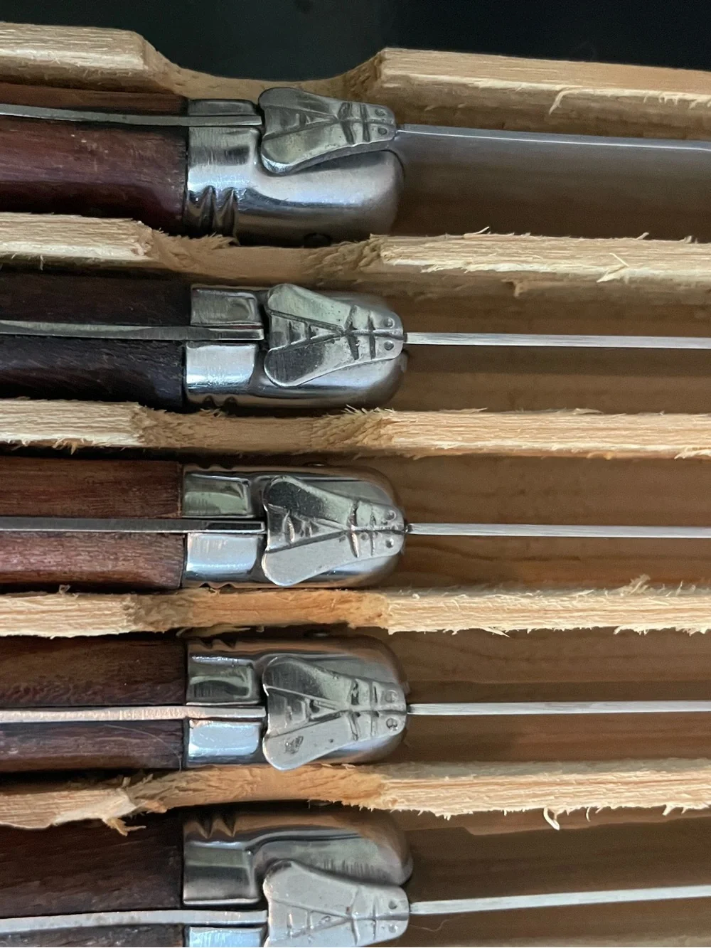Set of 6 Sabatier La Guiole “the bee” French steak knives with rosewood handles